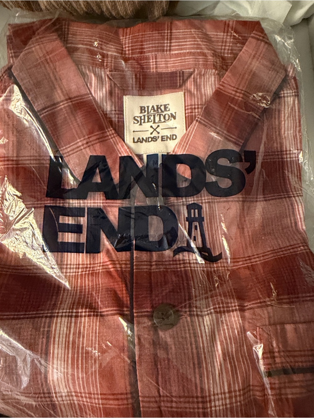 Men’s Blake Shelton Poplin Pajama shirt sunset plaid M